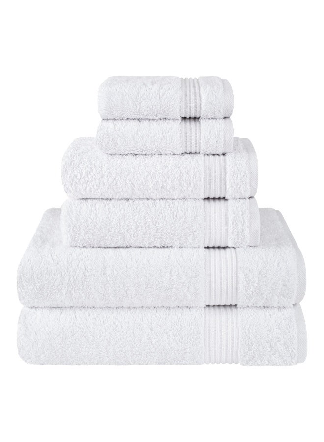 سافي بلس مجموعة مناشف فندق فاخر بجودة 500 GSM قطن ممشط أصلي ، مناشف حمام عائلية فائقة النعومة والامتصاص 6 قطع - 2 مناشف حمام ، 2 منشفة يد ، 2 منشفة - أبيض ساطع - Image 1